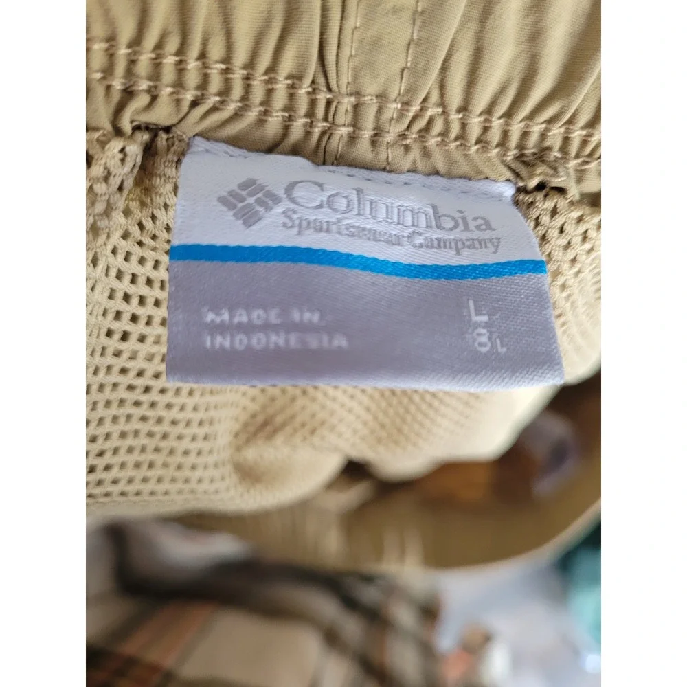 Columbia Mens Tan Hiking Shorts Integrated Belt Mesh Liner Size L Active Wear #1